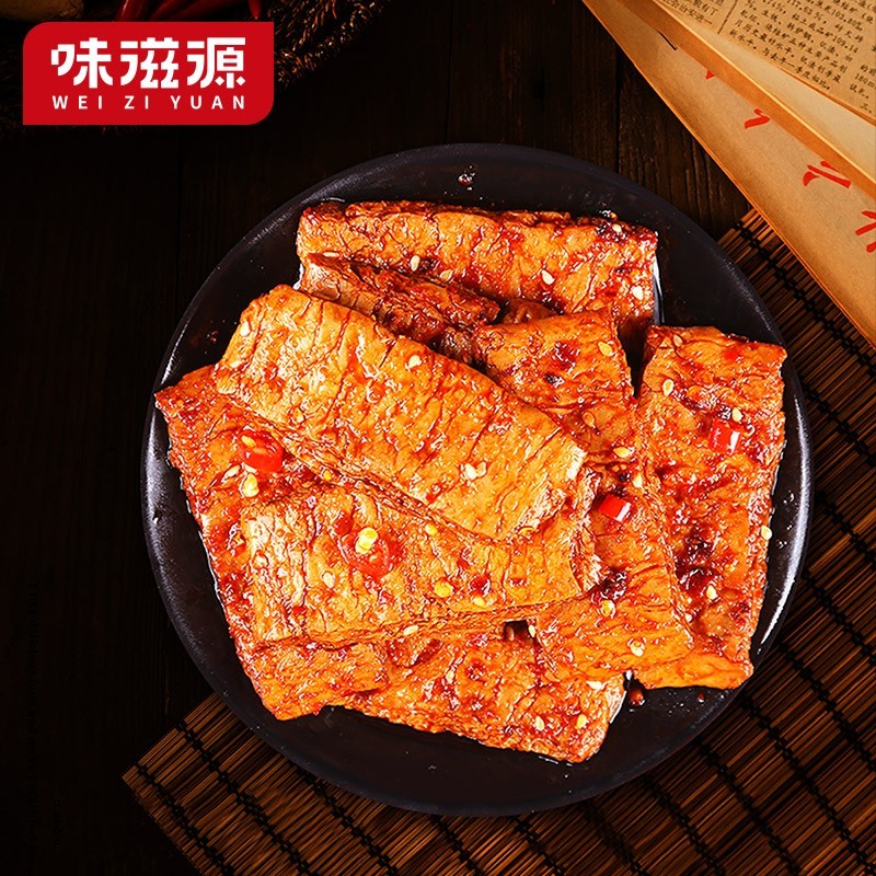 味滋源 麻辣小零食脆骨香辣鸭脖子素食金针菇办公室休闲小零食 手撕素肉 128g 1件