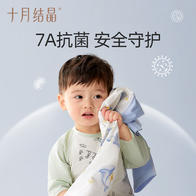 十月结晶小凉风婴儿睡袋纯棉睡袍春夏防踢被神器儿童睡衣宝宝睡裙 小凉风七分袖-鲸游一梦 110cm【建议3-4岁宝宝】