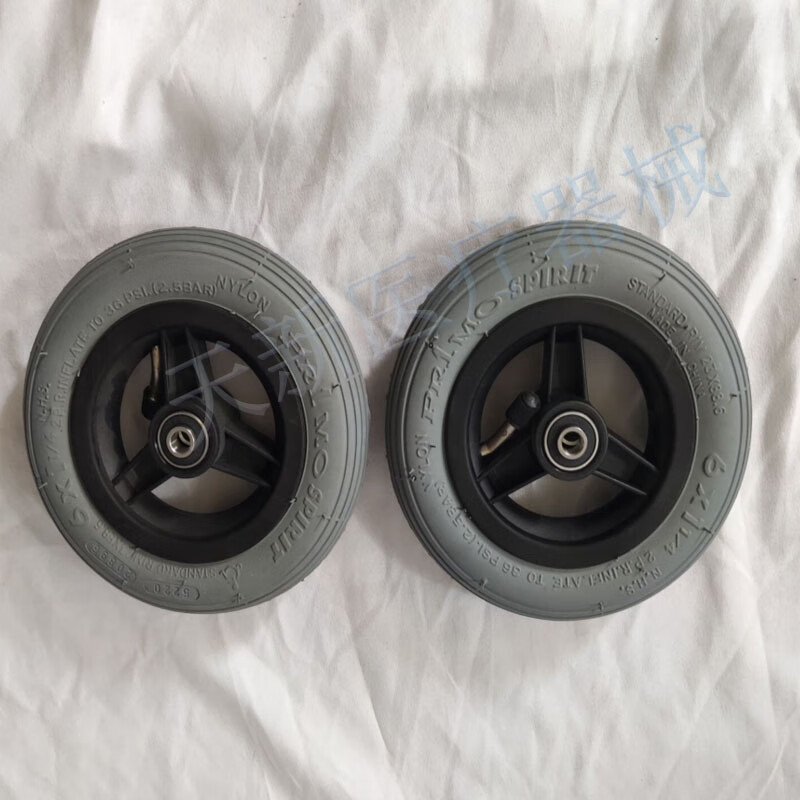 奥托博克轮椅前小轮配件思达m2梦途6寸充气前轮总成一个 充气小轮2个