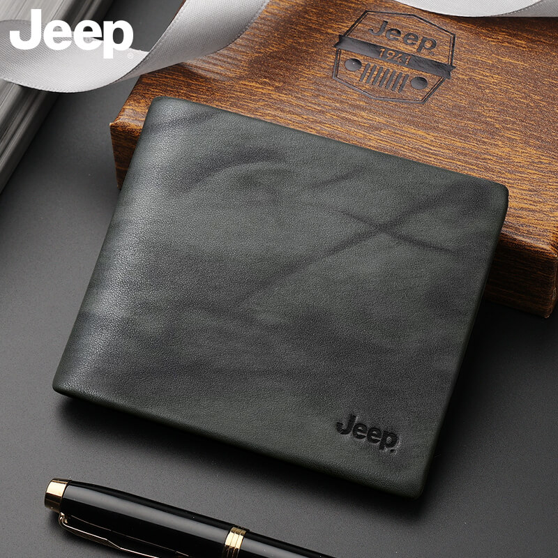 Jeep钱包男士真皮商务休闲钱夹超薄多卡位实用皮夹子礼盒 生日礼物送男友送父亲