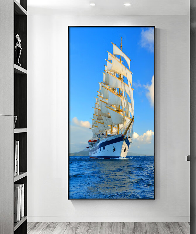 a-启航 40*80 格调黑-棉麻油画布 金属拉丝画框)