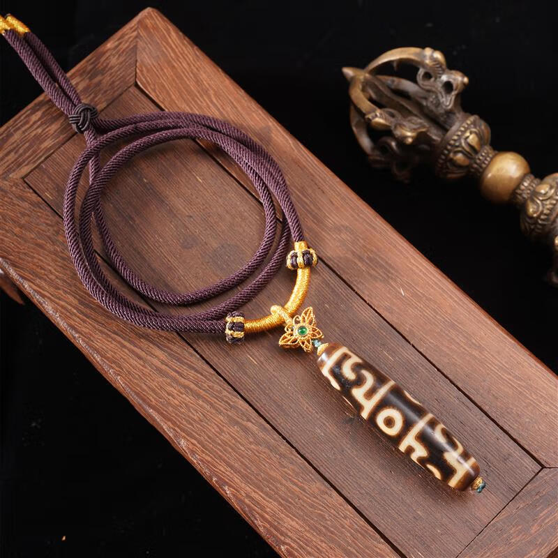 eck西藏天珠九眼石页岩玛瑙玉髓莲师法器项链吊坠 莲师项链