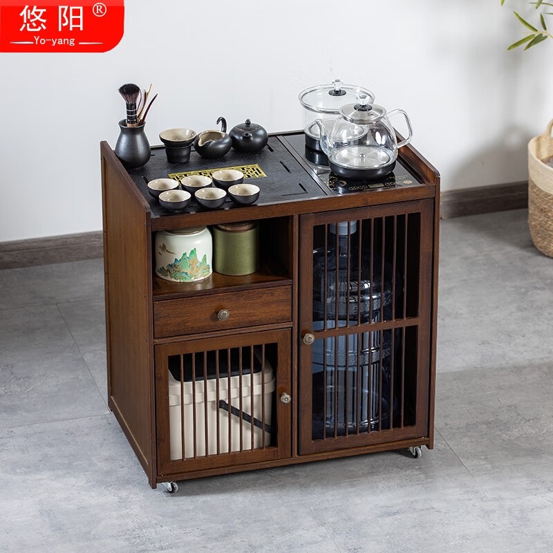 悠阳移动小茶桌家用茶台实木茶车烧水壶一体茶水柜茶边几功夫茶盘套装 单个/63长茶桌+无盖板 胡桃色使用感如何?
