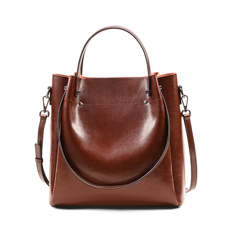 mospoke包包新款潮水桶包手提斜挎包时尚大容量单肩包 咖啡色 ()