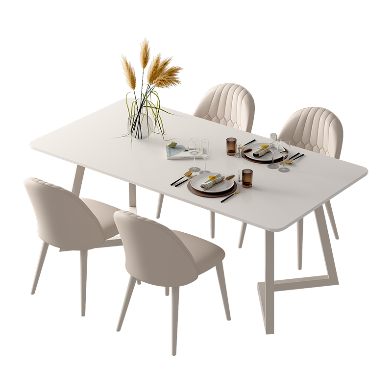 左客左家（ZUOKEZUOJIA）巖板餐桌椅組合北歐現代簡(jiǎn)約奶油風(fēng)純白家用餐桌輕奢長(cháng)方形飯桌 純白巖板餐桌【120*60*75】