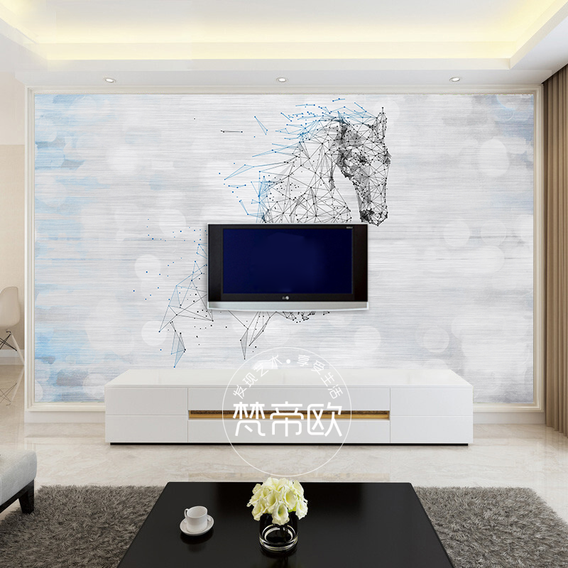 电视背景墙壁纸客厅装饰壁画现代简约墙布墙纸抽象北欧几何马线条图案