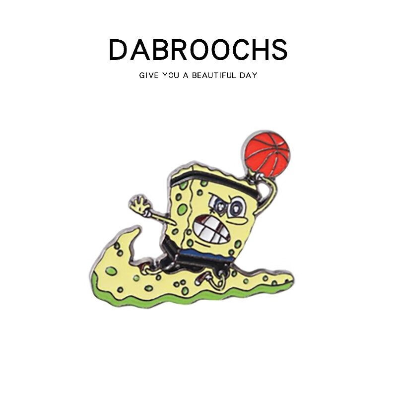 卡通可爱动漫徽章海绵宝宝派大星金属胸针男女学生情侣cos配饰品 打球