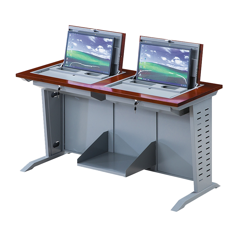 卡奈登 办公桌办公室工位培训桌 双人多功翻转隐藏带主机托台式机电脑桌职员桌1.6米 GYXS-2452(不含设备)