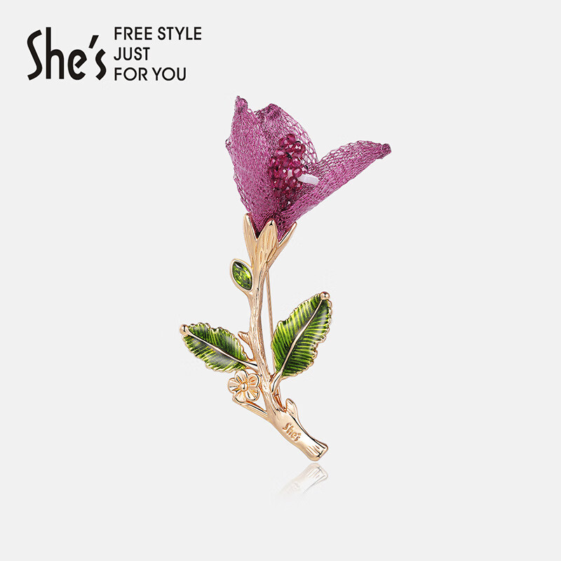 shes茜子饰品深圳手信联名簕杜鹃花朵胸针高档奢华胸花礼盒外套别针