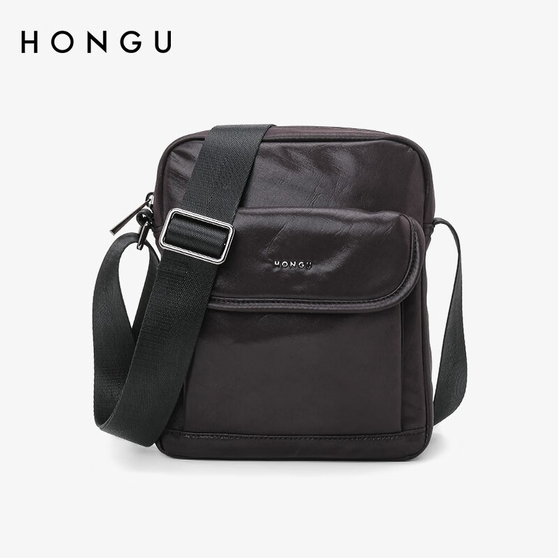 红谷(hongu)新款男士单肩包户外休闲运动斜挎包时尚潮流帆布包小背包