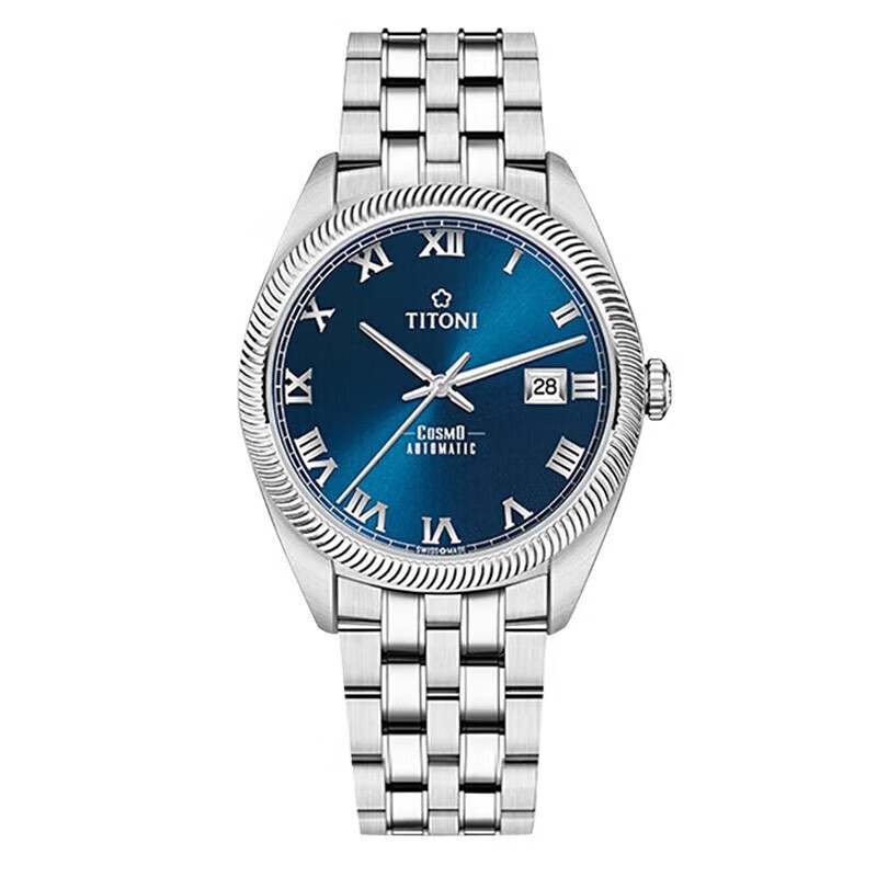 梅花(titoni)瑞士手表宇宙系列机械钢带男士腕表41mmeta2824-2全自动