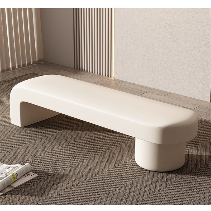 门口穿鞋凳进门凳感衣帽间沙发凳靠墙长条凳床尾凳 全白色80*40*45