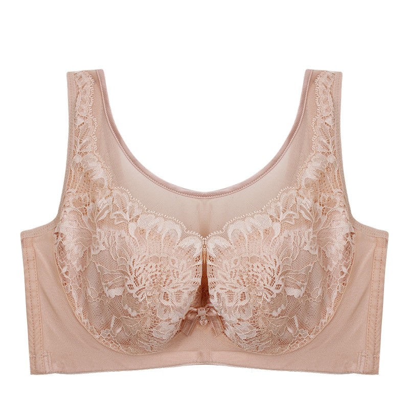 杯内衣女软钢圈聚拢抹胸款大胸显小文胸bcdef杯 819402 柔肤色 b75