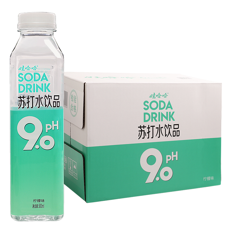 娃哈哈 pH9.0柠檬味苏打水500ml*15瓶/箱 弱碱性（新老包装随机发货）