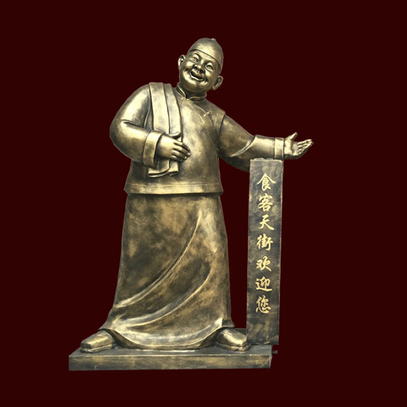 贤菁 迎宾玻璃钢人物雕塑  酒店餐厅酒楼饭店门口迎宾人物雕塑玻璃钢