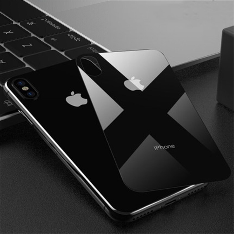 玻璃膜改色保护贴膜防刮花iphone8后盖 黑色【钢化背膜】 防摔透明壳