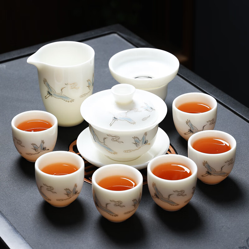 鹤颜悦色羊脂玉瓷10头 10头