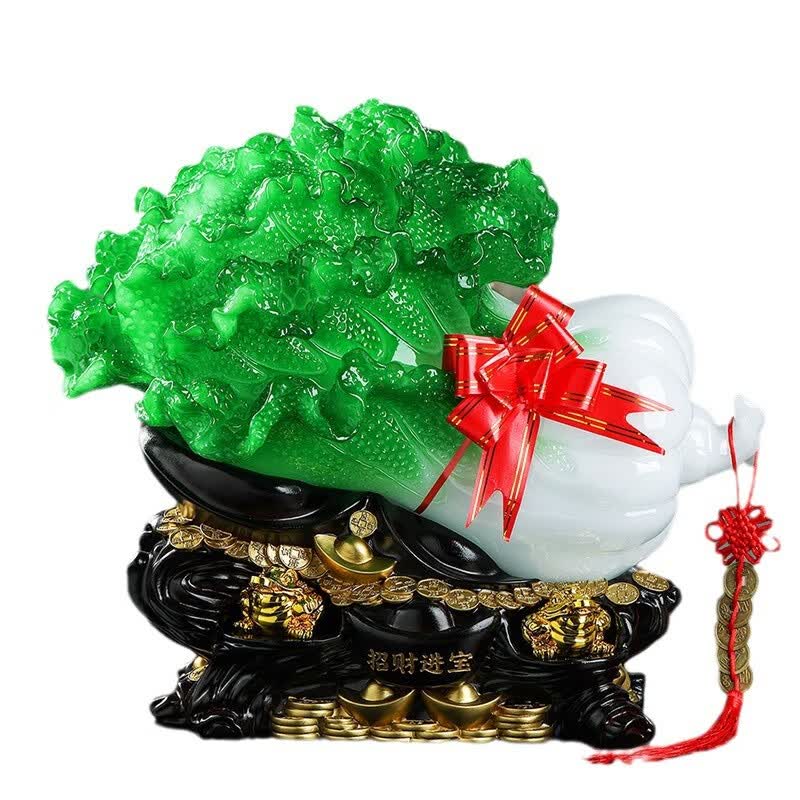 百财如意树脂工艺品玉白菜摆件 创意家居装饰商务礼品 冰玉色小发财树25*11*24cm