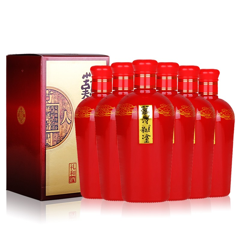 難淂糊塗难得糊涂红礼和浓香型白酒 固态法纯粮食酿造酒 整箱450ml*6