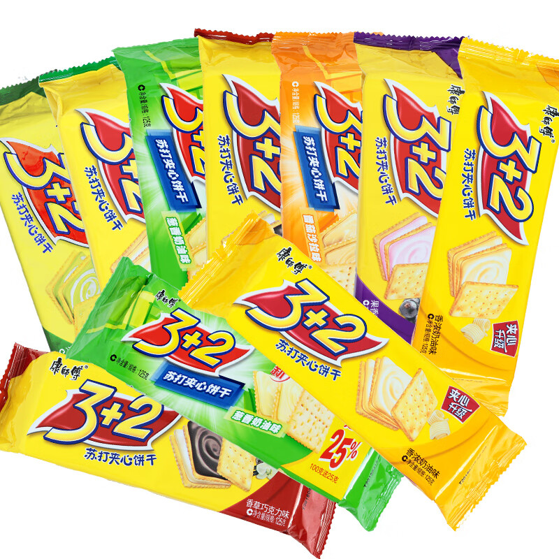 【实惠】饼干3 2夹心苏打三加二饼干茶点心小零食多口味散装代餐饼