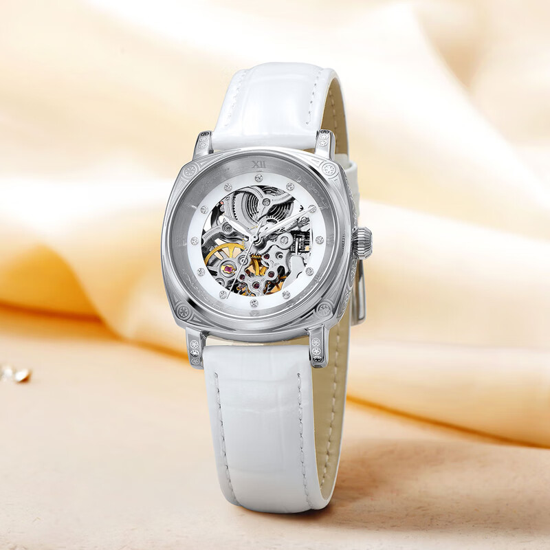 boux手表女 女表机械 女士手表机械 防水海鸥机芯机械表 白色