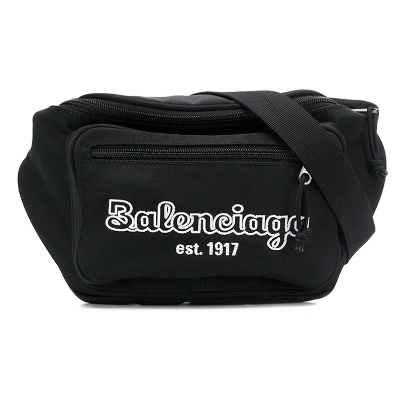 巴黎世家(balenciaga)男包 男女通用尼龙刺绣徽标图案斜挎胸包腰包