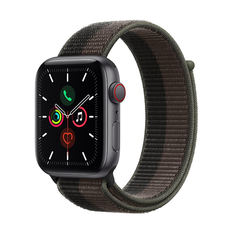 Apple Watch SE 智能手表 GPS+蜂窝款 44毫米深空灰色铝金属表壳 风暴黑配灰色回环式表带MKT53CH/A