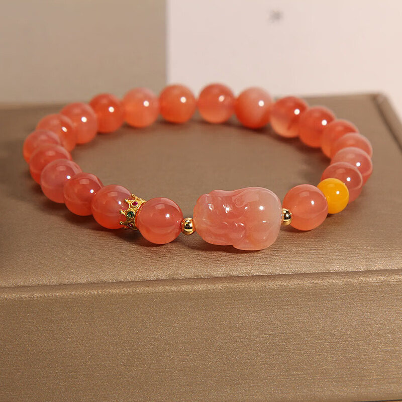 玛瑙手链女ins小众设计轻奢感貔貅手串女友闺蜜礼物 盐源玛瑙 貔貅