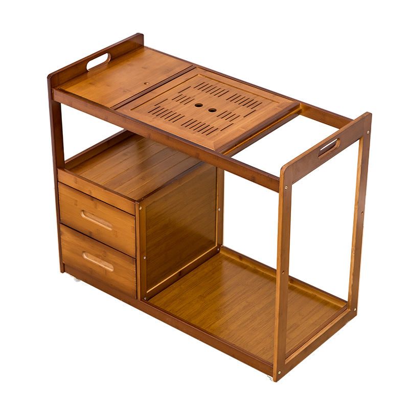 悠阳 茶桌家用小茶台客厅移动茶几茶车阳台烧水泡茶柜收纳茶室架子 单个/茶色85长茶水柜+双盖板