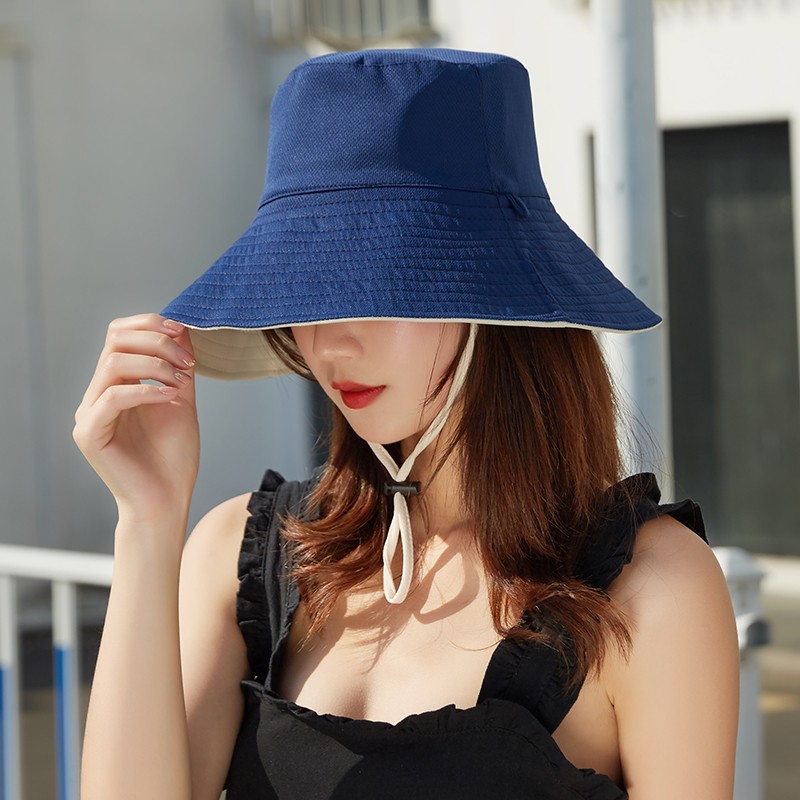 IMS保罗·弗希尼渔夫帽女夏季双面纯色防晒遮阳帽，适用于户外旅游和休闲活动！