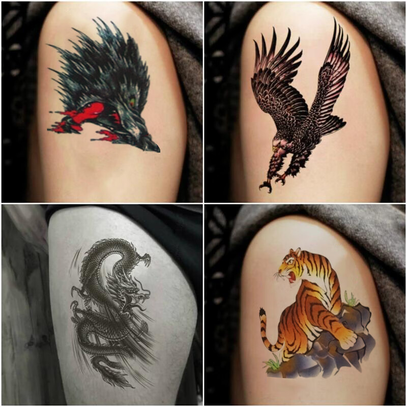 vieruodis花臂纹身贴防水男士半手臂刺青图案个性龙虎潮男文身贴