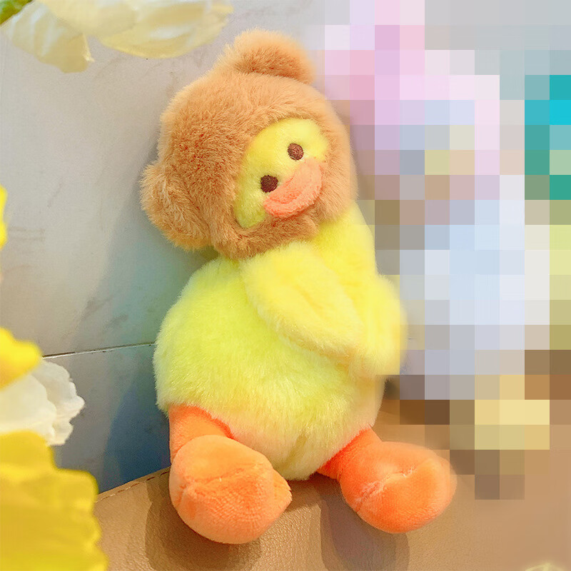 物与家歪头鸭毛绒钥匙扣挂件趣味头套鸭毛绒玩偶背包书包挂件生日礼物 棕色头套款 1个