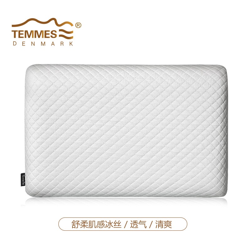 TEMMES 丹麦泰梅斯 记忆棉慢回弹颈椎护颈记忆枕深睡成人枕头枕芯 高分子滑爽冰丝 单只 软弹释压芯材