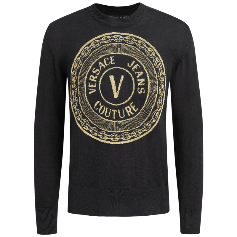 范思哲versace jeans couture奢侈品男装 男士v字徽章元素针织衫 b5