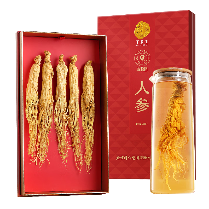 同仁堂品牌北京同仁堂人参礼盒5支正宗长白山人参泡酒送父母长辈