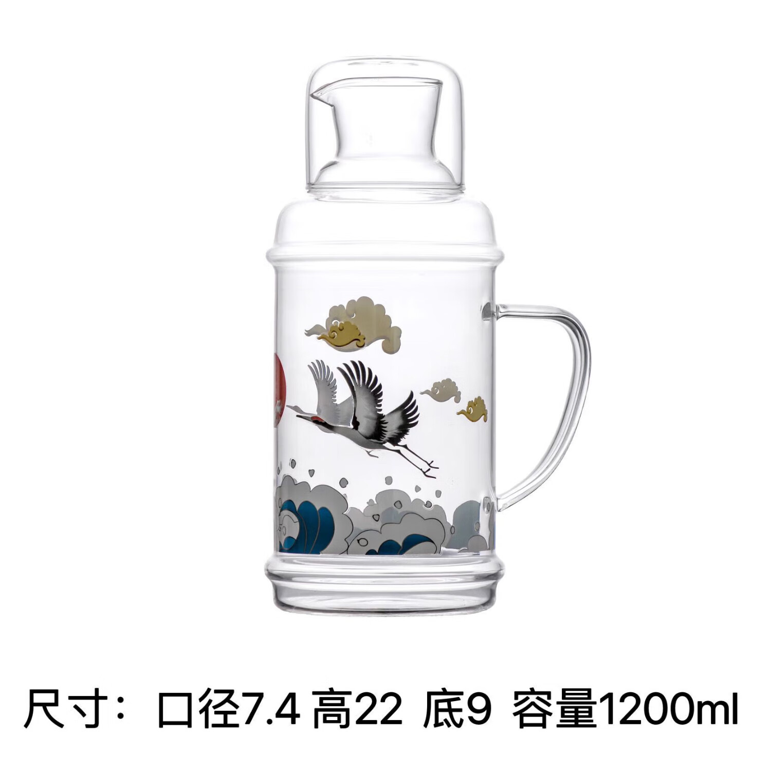 水壶大容量耐热高温玻璃冷水壶豪华耐高温老式水壶 仙鹤逐日凉水壶