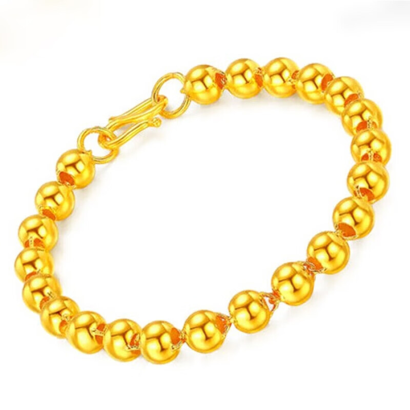 观菩阁圆珠手链男镀越南沙金手链女仿真假转运珠久不掉色金手链 4毫米