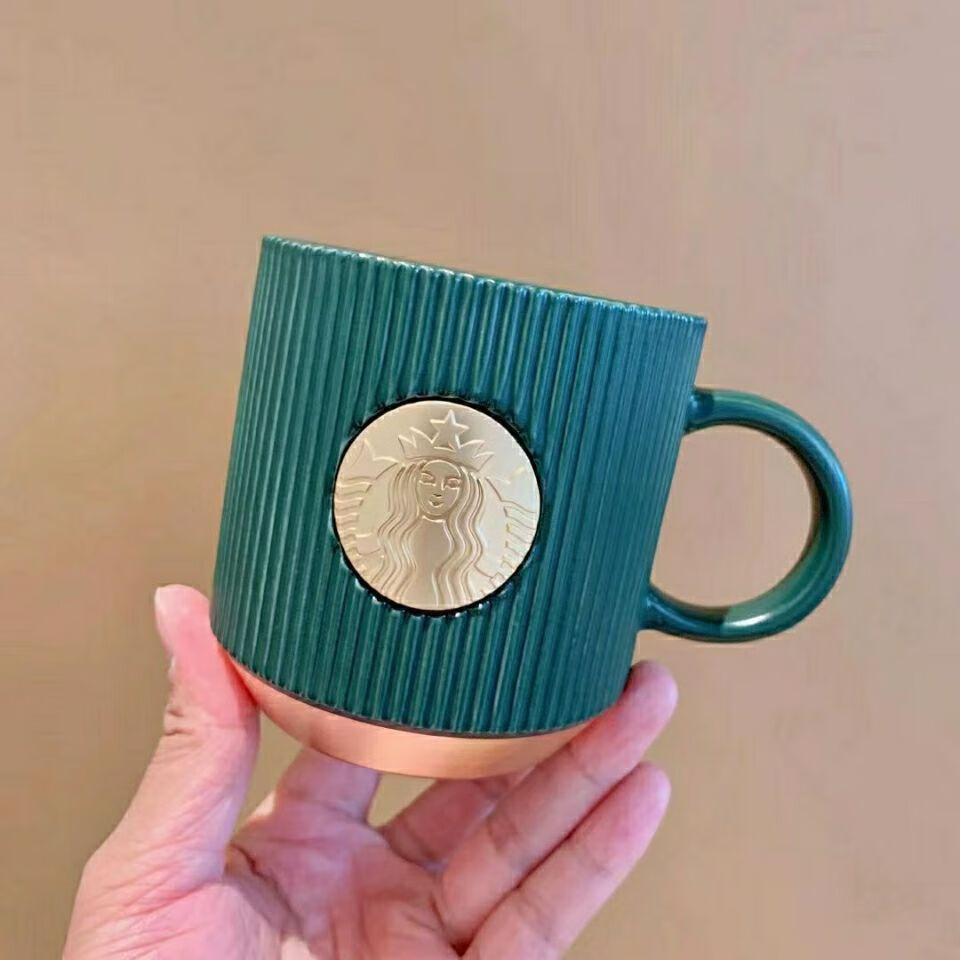 星巴克(starbucks)杯子水杯圣诞马克杯子355圣诞星空红色铜色印章款