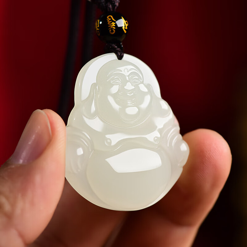 中國珠寶（Sino gem）和田玉大肚佛彌勒佛玉墜玉佛吊墜女白玉笑佛玉石玉佩項鏈玉吊墜男 需要光的聯(lián)系客服備注生日姓名