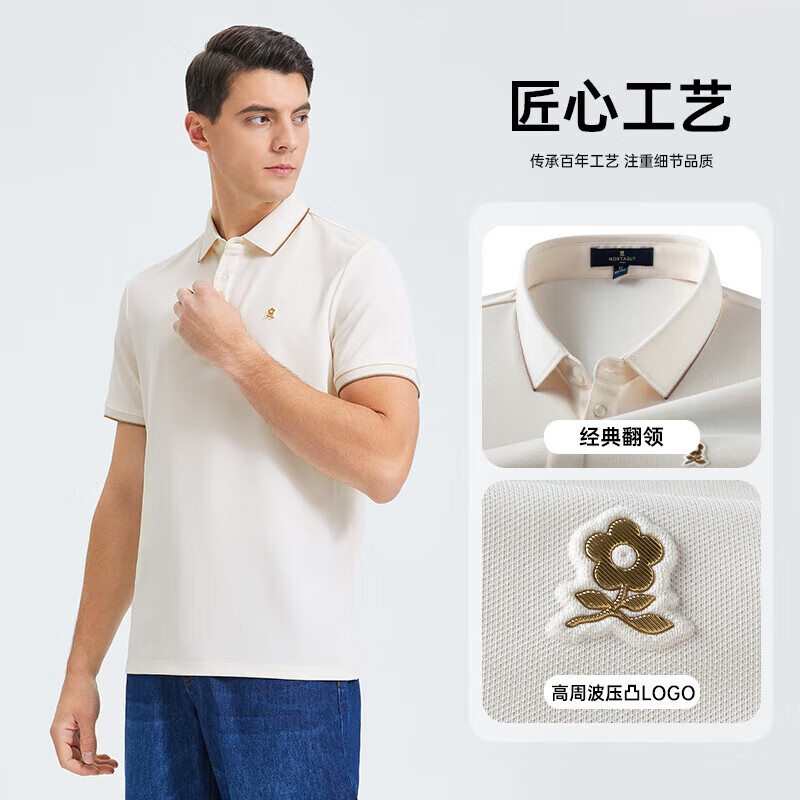 ���ؽ���MONTAGUT��[���͸��/�״���]��ʿ�����ļ���ʿ����polo��������͸������T�� W02 �װ�ɫ 2XL /54