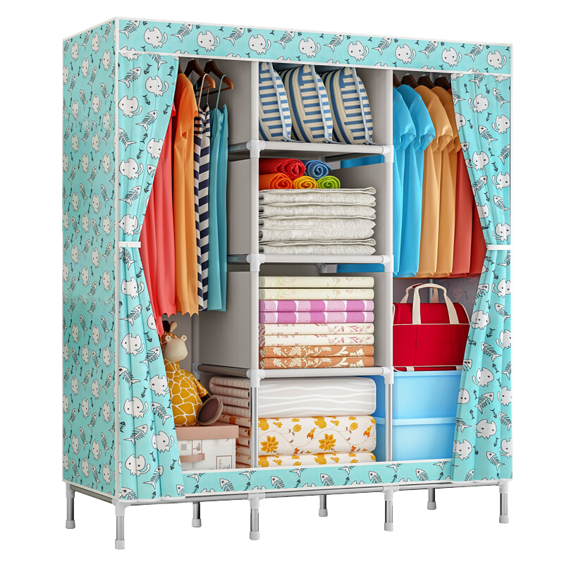 蜗家布衣柜简易衣柜防尘组装储衣柜家用收纳衣柜卧室出租房宿舍衣服柜