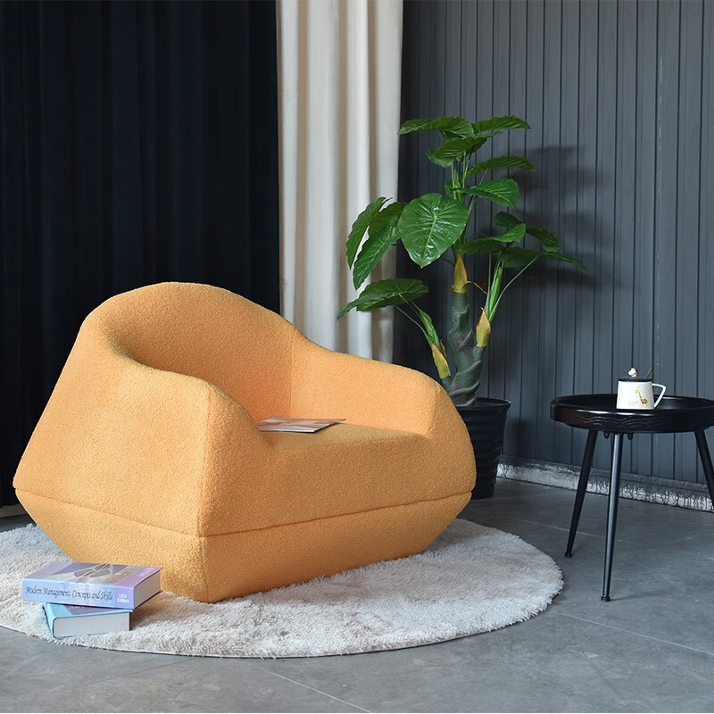 顺丽德 轻奢北欧客厅书房休闲沙发创意现代简约网红单人布艺 绿色