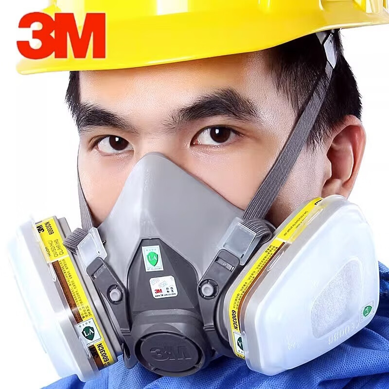 3M防毒面具喷漆化工6200防护面罩有机气体酸性氯化氢防尘口罩6003 中码6200配6003防毒面具七件套