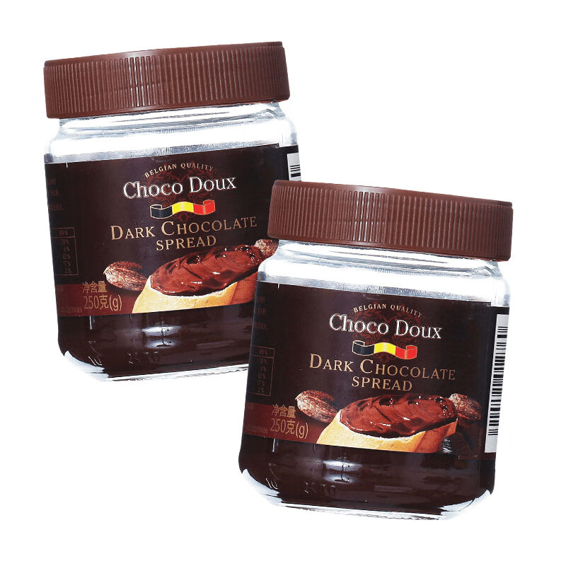 巧美（choco doux） 黑巧克力酱 比利时进口早餐三明治面包酱 调味酱250g*2瓶