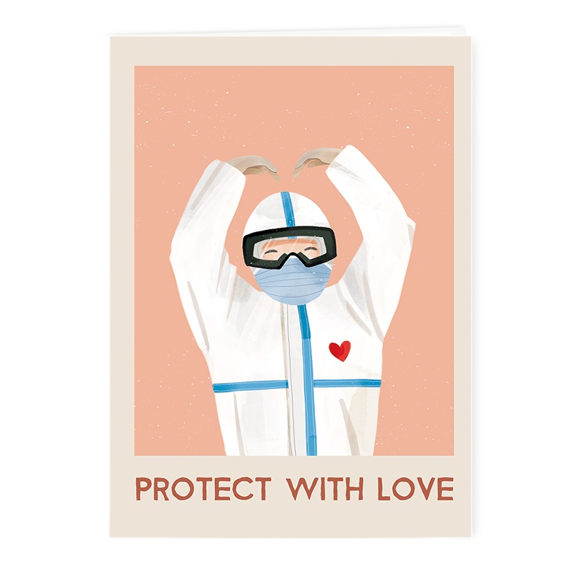 毕业送老师高级感谢礼物员工慰问早日康复病人生日 头顶比心感恩贺卡