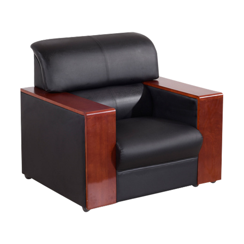 盛浪办公沙发茶几组合简约现代木质沙发商务接待会客沙发 单人位