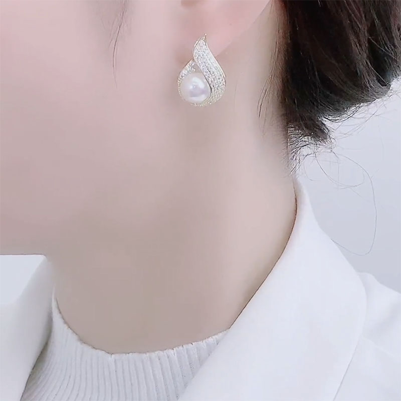 时间旅途送朋友显脸小耳环 适合大脸国字脸圆脸耳环 感轻奢微镶满钻