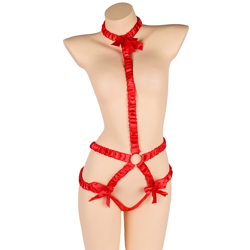 三点式诱惑套装流苏乳贴绳衣束缚sm另类激情制服 红色 均码