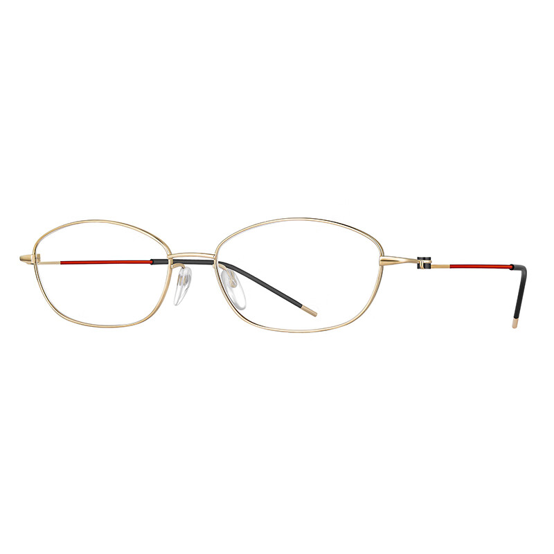 VOSS 日本进口 简约超纤轻盈系列 光学镜架 远视近视眼镜 女款 全框 眼镜框 V349 01金色+珠光红