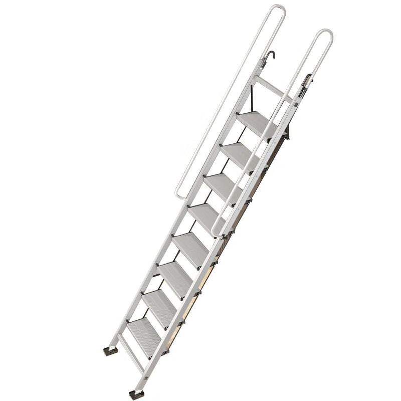 木叶间家用室外二层平台阁楼梯子加厚铝合金折叠伸缩移动宿舍楼梯 标准5步适用1.5*1.6M